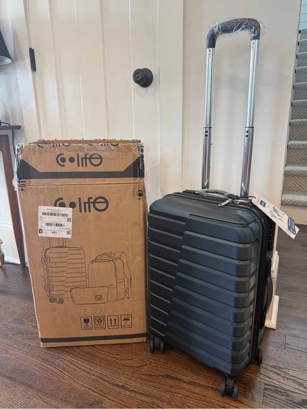 Coolife Hardside Carry-On Luggage - Black